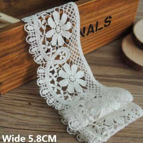 5.8CM Wide White Cotton Embroidered Ribbon Water Soluble Lace Collar Appliques Handmade DIY Sewing Material Cloth Decoration