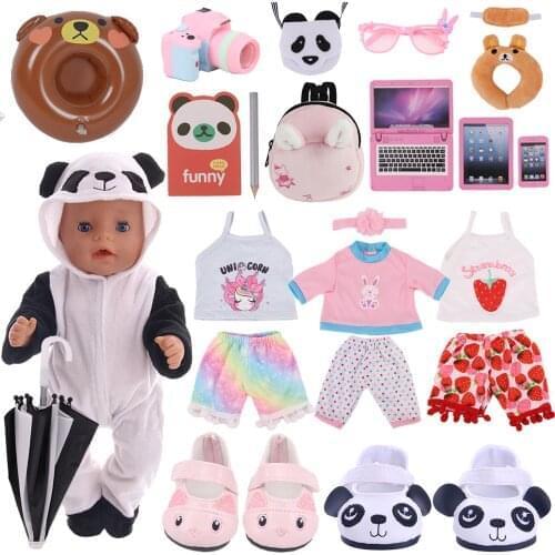 Free Shipping Doll Clothes Shoes Unicorn Panda Rabbit Dsiney Elsa Dress For 18 Inch American of Girl`&43CM Baby New Born Doll