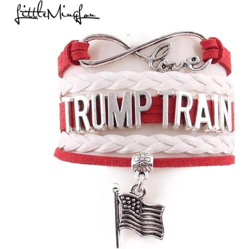 Little Minglou Infinity Love American presidential election TRUMP TRAIN bracelet flag charm bracelets & bangles for women men
