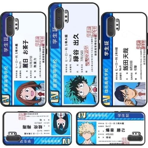 My Hero Academia Student Card Postcard Phone Case For Samsung Galaxy S21 S20 FE Note 20 Ultra S8 S9 S10 Note 10 Plus S10e Cover