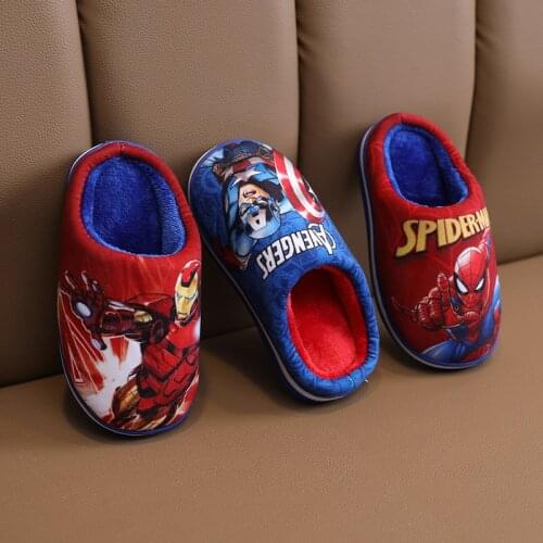 Disney childrens cotton slippers boys autumn and winter cute non-slip indoor home shoes girls baby plush slippers