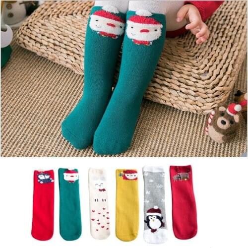 Baby Christmas Socks Children knee high Girls socks for kids Girls Baby Leg Warmers Cotton Christmas Socks