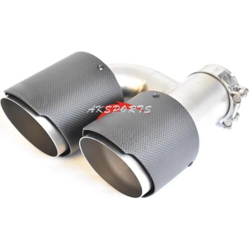 H Style Right side Model Dual Matt Carbon fiber stainless steel universal sandblast Auto exhaust tip Double Tip With Logo
