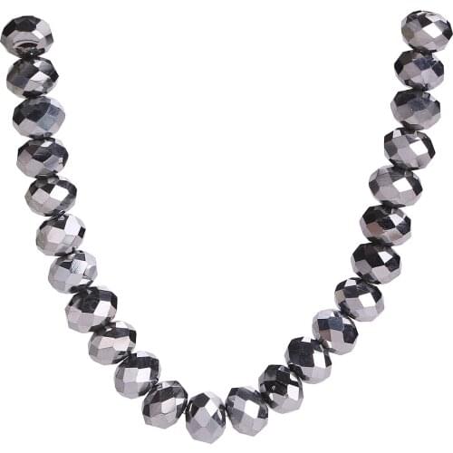 Making Charms Silver Plated Spacer Rondelle Beads Lots 3-12mm Bracelet Faceted Findings Glass Loose Necklace DIY Wholesale