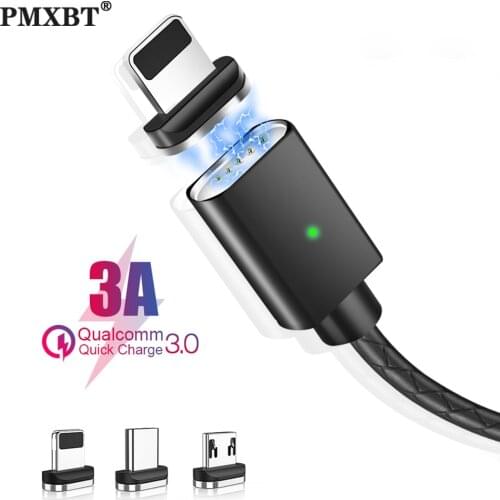 2M Magnetic USB Cable Mobile Phone Charger Type C Micro USB 8 Pin Cable For iPhone 11 Por Samsung Xiaomi Fast Charging Cord Wire