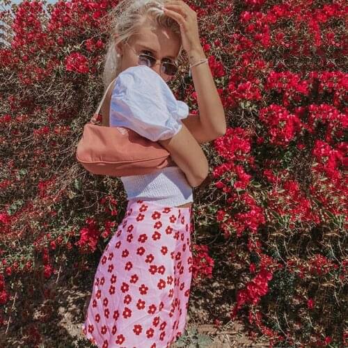 Miniskirt Elegant Boho Skirts Women High Waist Floral Satin Short Kawaii Faldas Woman Pink Skirt A-Line Kilt Womens Skirt юбка