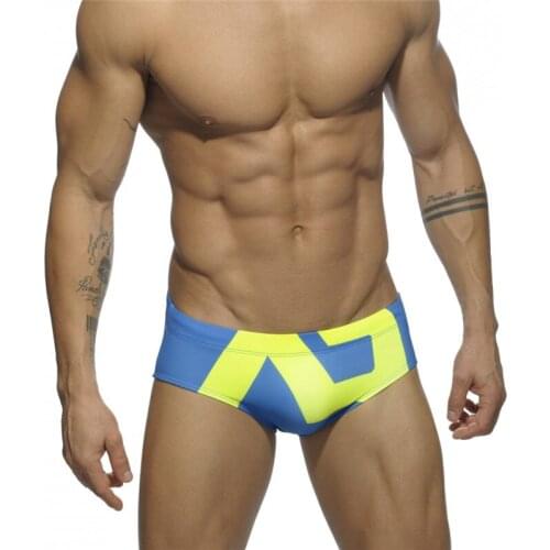 Printing Men Shorts Low Waist Swimming Trunks Quick Dry Fashion Swimsuit Push Pad Briefs Bathing Beach Wear Surf Swimwear