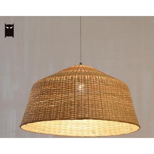 Delicate Bamboo Wicker Rattan Pendant Light Fixture Nordic Country Asian Style Suspended Ceiling Lamp Designer for Living Room