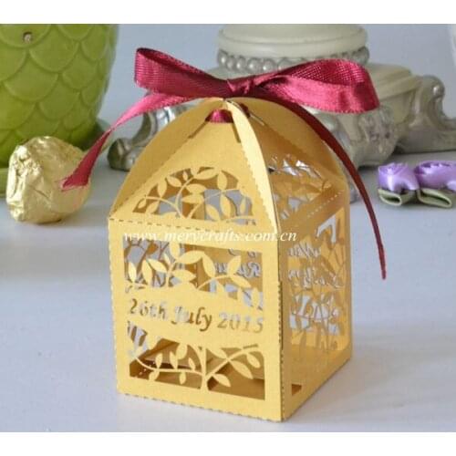 New design birthday baby shower gift box laser cut wedding favor boxes from China Mery crafts