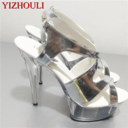 Bigger sizes shoes crystal high-heeled shoes 15 cm heel/platform sandal model shows shoes