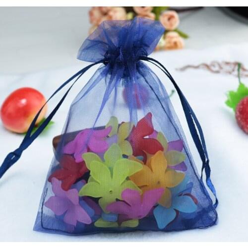 Wholesale 100pcs High Quality 9x12cm Small Organza Bag Navy Color Wedding Candy Gift Bag Jewelry Packaging Bags Pouches