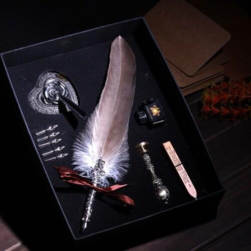 Continental retro Quill Wax seal set 33cm long feather Fountain Pen free shipping
