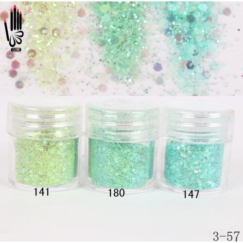 1 Jar/Box 10ml 3D Nail Light Mint Green Mix Nail Glitter Powder Sequins Powder For Nail Art Decoration Optional 300 Colors 3-57