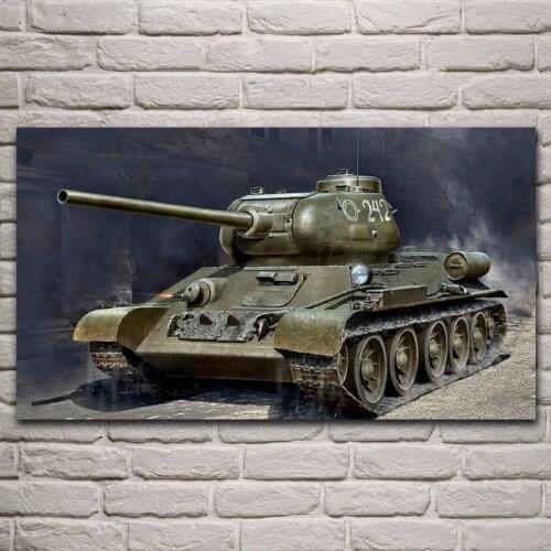 T 34 85 soviet middle tank ww2 artwork living room decoration home wall art decor wood frame fabric posters KH714