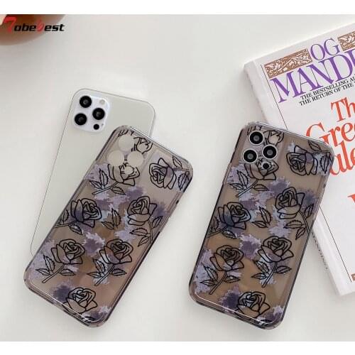 Tobebest Sexy Rose Gray Clear Phone Cases for iPhone 12 Pro Max 11 pro max X XS XR 7 8 Plus SE 2020 Soft Cover Shell