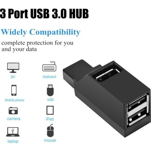 3 Port USB Hub High Speed Mini USB 3.0 Hub USB 2.0 Splitter Box For PC Laptop U Disk Card Reader For iPhone 8 X Mobile Phone