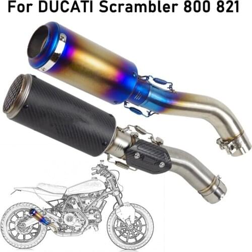 Motorcycle Pipe Exhaust Modified Exhaust Middle Pipe for Scrambler 800 821 for Carbon Fiber Exhaust Muffler with DB Killer