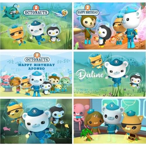 Woncol Octonauts Photography Backdrops Child Birthday Photo Backgrounds Blue Under Sea Vinyl Photo Booth Props