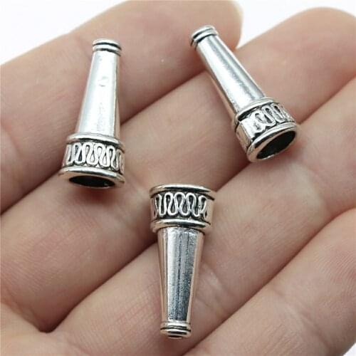 WYSIWYG 10pcs 22x10x9mm Crimps End Caps Bead Covers Antique Silver Color Speaker End Bead Caps Connectors