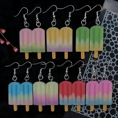 1pair Women Earrings Rainbow Ice cream Drop Earrings Flatback Resin Birthday Gift Girls Teens Jewelry