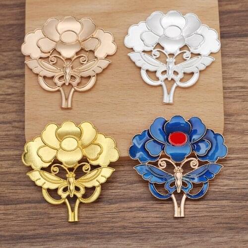 10 Pieces/Lot 50*49.5mm Metal Flower Hair Accessories Vintage Tiaras DIY Jewelry Making