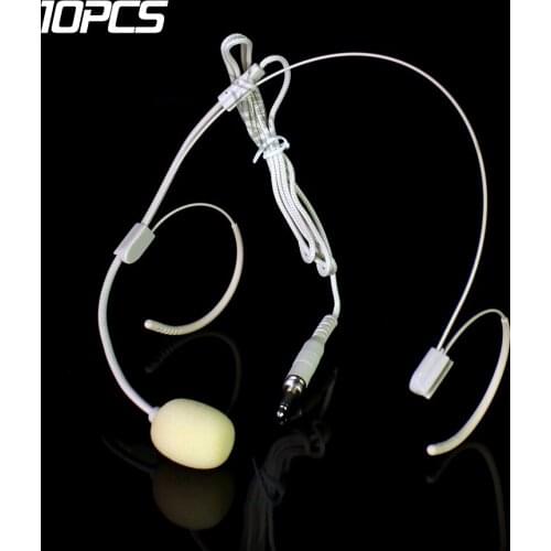 10Pcs Invisible 3.5mm Jack External Screw Lock Head-Mounted Double Earhook Headset Microphone For Wireless Beltpack Transmitter