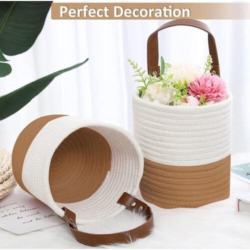 Hot 2 Pack Hanging Rope Basket Round Hanging Wall Storage Basket for Organizing Key Woven Basket Wall Decor for Plant