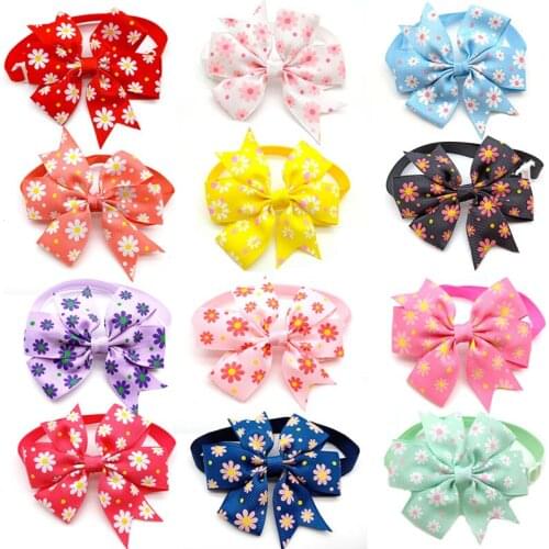 30 Pcs Pet Puppy Dog Accessories Spring Flower Dog Bowties Collar Necktie Pet Grooming Supplies Cat Dog Bow Tie For Small Dog