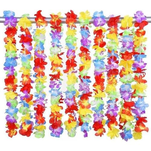 5pcs Hawaiian artificial Flowers leis Garland Necklace Fancy Dress Party Hawaii Beach Fun Flowers DIY Party Beach Decoration