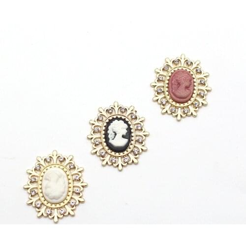 5 Pcs/Lot Alloy Lace Oval Flat-Bottom Rhinestone Buttons DIY Suitable For Exquisite Wedding, Clothing Decoration Accessories