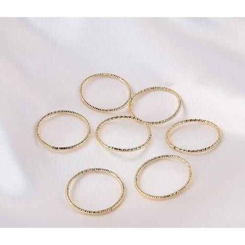 6pcs Closed circle bag gold color color circle Ladies Earrings 19mm button pattern hollow diy jewelry necklace accessories