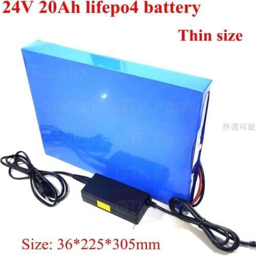 Thin 24V 20Ah LiFePO4 Battery Pack 500W 700w Electric Bicycle Battery + BMS Charger 24v lithium scooter electric bike battery