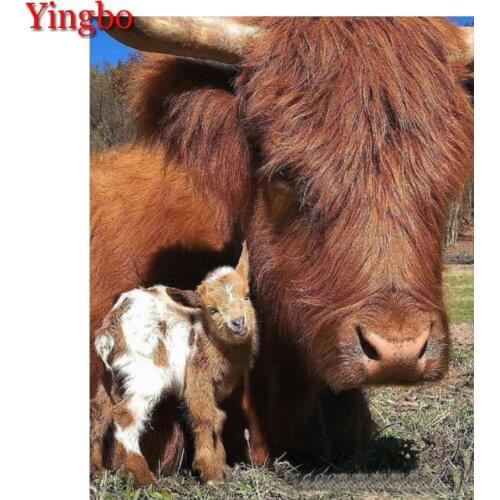 DIY 5D Diamond Painting Cross Stitch Highland Cow pattern Diamond Embroidery Full square Drill Diamond Mosaic Crystal wall Decor