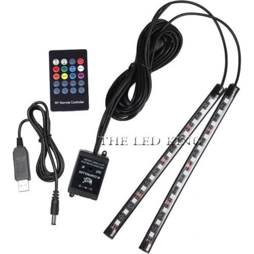 Car RGB LED Music Voice Sound Control Car Interior Decorative Atmosphere Auto RGB Pathway Floor Light Strip Remote Control 12V