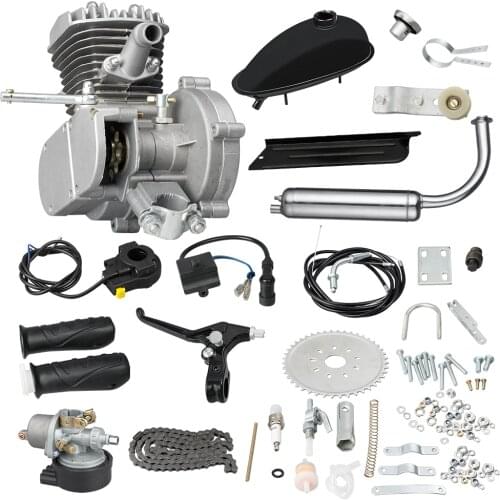 80CC Gasoline Motor For Motorcycle Bicycle, Gas Petrol Motor Complete Kit With Fuel Tank And Throttle 2-Stroke Petrol Engine Set