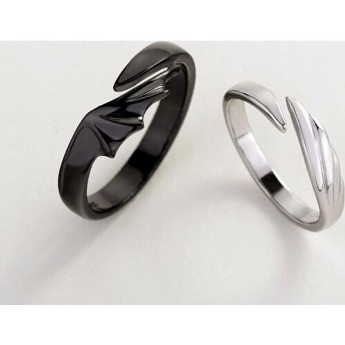 Besimpol 925 Sterling Silver Angel And Devil Couple Rings Original Creative Texture Romantic Rings For Lovers Festival Jewelry