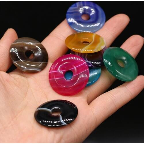 Natural Stripe Agates Bead Fashion Round Shape Big Hole Bead for Making Jewelry Necklace Accessories Size 30x30mm Hole 7.5mm