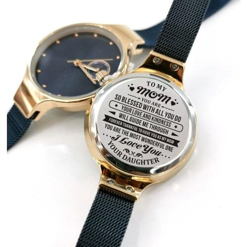 To My Mum Automatic Quartz Business Waterproof Women Watches Customized engraved Watches Luxury Fashion Blue Wrist Watches