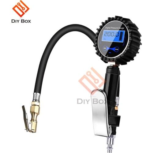 LCD Digital Air Tyre Tire Inflator with 0-200PSI Pressure Gauge for Truck Car Bike Tire Pressure Tester