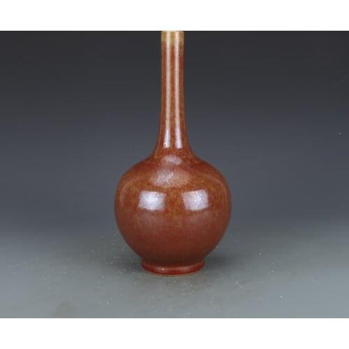 Qing Dynasty Kangxi year mark red kiln change gallbladder vase antique porcelain antique collection ornaments