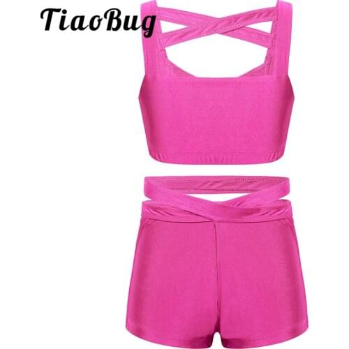 Girls 2 Pcs Sports Set Children Sleeveless Activewear Kids Bra Tops Dance Shorts Breathable Running Tracksuit for Yoga Workout