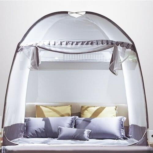 Elegant Gray Yurt Mosquito Net 2021 New Large Space Bed Tent Canopy Heightening Insect Mesh Anti-Fall Bed Anti-Mosquito Netting