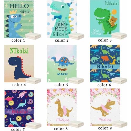 LVYZIHO Boy Dinosaurs and Girl Dinosaurs Custom Name Baby Blanket-30x40/48x60/60x80 Inches - Flannel Fleece Blanket
