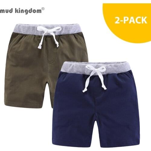 Mudkingdom Boys Athleisure Knit Shorts 2-pack Cotton Drawstring Shorts for Boys Clothes Sport Clothing Toddler Girls Short Pants
