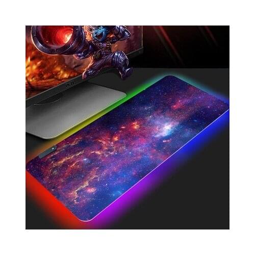 Galaxy Aesthetic Creative Colorful Luminous RGB Gaming Mouse Pad Anti-slip Rubber Base Computer Keyboard Mouse Pad Computer