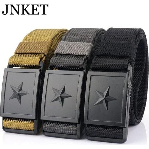JNKET New Pentagram Star Men Waist Belt Tactical Belt Outdoor Sports Waistband Casual Cinturon