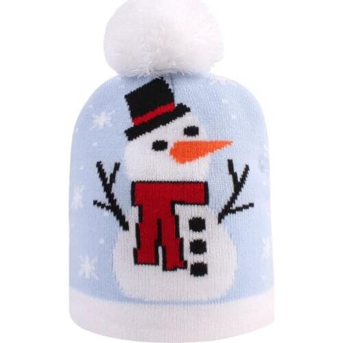 KENSHELLEY Customized Holiday Kid Beanies Christmas Santa Pattern Hat With Pom Pom For Boys Girls