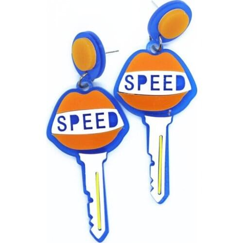 Classic Funny SPEED English Key Acrylic Earrings Female Fashion Creative Ear Jewelry Prom Party Personality Accessories