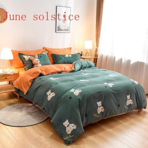 Green Bedding Set Kids Adult Twin Queen Size Flat Sheets Comforter Duvet Cover Home Textile for Double Single Bed