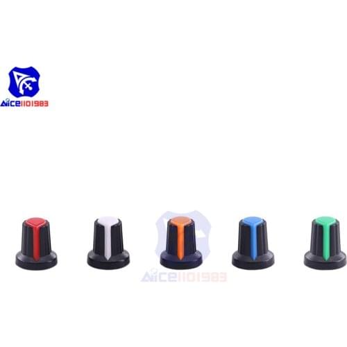 Diymore 5PCS/Lot 6mm Diameter Shaft Potentiometer Cap Blue/White/Red/Orange/Green Plastic Linear Rotary Taper Potentiometer Knob